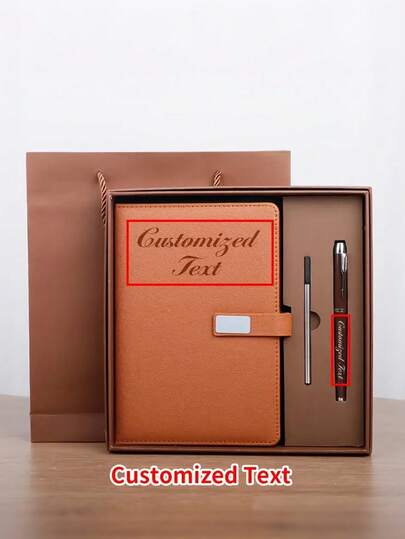 Customized A5 Office & Business Meeting Gift Box Set With Buckle, Can Print Logo - Includes Notebook Gift Set, Business Corporate Souvenirs,School Supplies,Back To School,Multi-Functional,Ornamental,Reusable,Modern,Colorful,Cute,Vintage,Cartoon,Kawaii,Custom,Personalized,Unique,Customized,Workers,Clients,Students,For Business/Work/Office,For School,Christmas Gift Supplies,Diy, Teacher Gift