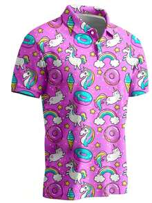 Men Funny Golf Shirts, Hawaiian Shirts Short Sleeve Novelty Crazy Golf Shirts - Multicolor - View 3