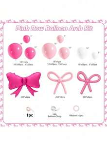 1set Birthday Decorations Bow Pink And White Balloon Arch Kit Include Bow Balloon Light Pink White Bow Balloons For Pink Bow Birthday Party Decorations - Multicolor - View 10