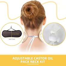 2件装可重复使用蓖麻油加热垫套装，可调节，适用于颈部和腰部 - 黑色 - 查看 5