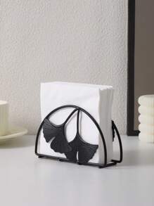 1 Stück eleganter, minimalistischer Tissue-Box-Halter aus Eisen und Edelstahl mit Ginkgo-Blatt-Design, dekoratives Accessoire für Esszimmer, Couchtisch, geeignet für Zeremonien und Hochzeitsdekoration, perfektes Urlaubsgeschenk, Hotel-/Café-Servietten-Spender