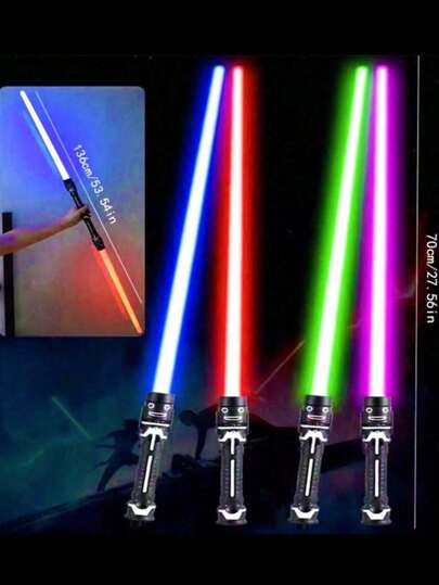 1 قطعة/2 قطعة/4 قطع من سيف ليزر قابل للسحب بألوان وأنماط عشوائية، خفق ومضيء ثنائي الوظيفة (البطارية غير محددة)، بألوان عشوائية لبعض الأجزاء، ديدبول