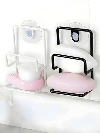 1 pezzo di organizer per lavello in ferro con ventose, portaoggetti per sapone/asciugamani, accessorio multifunzionale per lavello, piccolo portaogget-ti senza foratura per il bagno/cucina