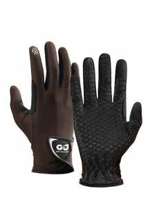 1 par de guantes de conducción al aire libre GOLOVEJOY, nuevo diseño de guantes minimalistas de moda con pantalla táctil de dedos completos y antideslizantes, adecuados para equitación, polo, entrenamiento de carreras y accesorios deportivos al aire libre - Marrón - Ver 13