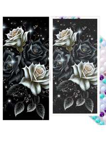Kit de Pintura de Diamante 5D Flor de Rosa Preta, Bordado de Cruz, Mosaico de Diamante Completo e Redondo, Floral, Bordado, Decoração para Casa, Presentes