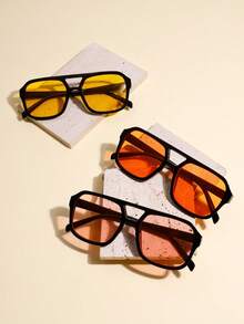 1/2/3 件方形时尚女士眼镜，时尚设计适合户外、海滩度假，让您成为夏季街头的焦点，适合夏季海滩度假、户外、旅行 - 彩色 - 查看 20