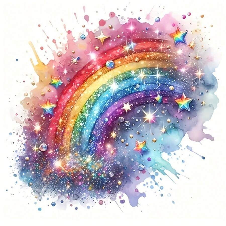 1/2/3 pièces Paillettes Étoile et Transfert Thermique Arc-en-ciel Aquarelle - Décoration DIY pour T-shirts, Oreillers, Jeans, sweat-shirt à capuche, Sacs à Dos etc, Accessoire de Mode Essentiel pour Rehausser l'Ambiance des Fêtes