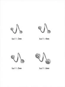 1 pieza Nail para ombligo con forma de S, de plata de ley 925 con diamantes y bolas brillantes, ideal para uso diario, vestidos diarios de niñas, el mejor regalo para novias, madres y hermanas