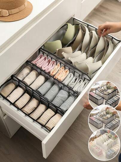 3pcs Black Lingerie Storage Bags, Drawer Style Storage Boxes, Can Be Used To Store Socks And Other Items, Also Suitable For Autumn Decor, Holiday Decor, Room Decor, Home Decor Or Bedroom Decor