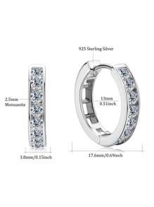 XUJIA 1Pair Moissanite Earrings For Women 925 Sterling Sliver Fashion Hoop Earrings 2.5mm Round Cut Moissanite Women's Sliver Earrings Channel Setting Simple Classic Earrings Jewelry Gifts With GRA Certificate