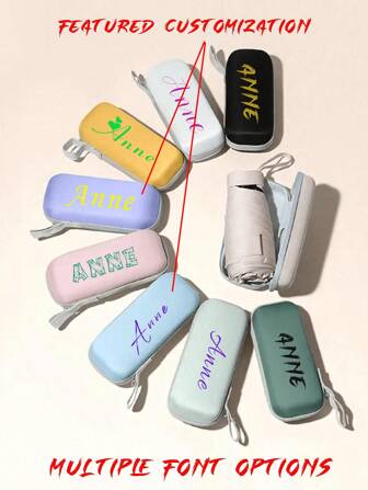 1pc Customized Portable Mini Sun Umbrella, UV Protection And Rainproof Folding Umbrella With Carrying Case, Suitable For School, Office, Home, Travel, Boys, Valentine's Day, Holiday Gift Summer Cooling,Beach,Travel