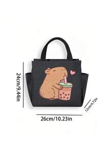 1pc Capybara Pattern Insulated Lunch Bag With Pockets, Personalized Thermal Lunch Box, Portable Lunch Tote, Adult Lunch Container, Large Capacity Multi-Pocket Lunch Bag, Office Lunch Bag, Fitness Meal Bag, Available In 4 Colors, Suitable For Business Travel, School, Picnic, Also Can Be Given As Holiday Or Birthday Gifts To Family And Friends, Back To School Essential, Women Lunch Bag, Cooler Bag, Picnic Accessories - Multicolor - View 2