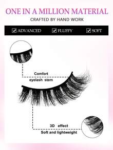 10 对浓密假睫毛，俄罗斯条状睫毛，D 卷曲仿貂皮，猫眼尾状加长条状睫毛，自然浓密假睫毛，浓密睫毛延长，旅行必备化妆工具条状睫毛，睫毛，睫毛，假睫毛 - 黑色 - 查看 3