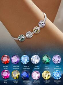 1件时尚925纯银十二月生辰石串珠吊坠，适合女士手链、手镯DIY饰品制作、周年纪念礼物、优雅女士饰品 - 銀色 - 查看 9