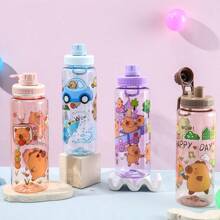 1 sticlă de apă portabilă cu design Capybara, 1000 ml/32 oz, reutilizabilă, cu capacitate mare, pentru băut direct, pentru activități în aer liber, sport, fitness, birou, picnic, camping, călătorii, ziua de naștere, cadou de aniversare