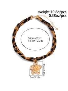 1pc Women's Fashionable High-End Leopard Print Beach Series Pendant Necklace, Bohemian Style Metal Clavicle Chain, Suitable For Daily Wear, Parties, And Beach Vacations