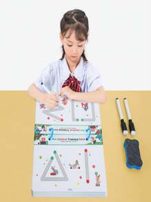 Erasable Pen Control & Concentration Training Set - Color Shape Math Match Game, Brain-Boosting Reusable Magic Tracking Book, No Batteries Required,Back To School
