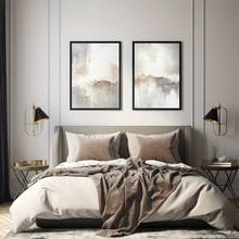 2 件白色抽象海报，可选框架艺术印刷品，现代简约海报，中性抽象墙面艺术装饰，优雅的灰色和白色帆布设计，适用于客厅、卧室、酒店装饰 - 2PC - 查看 7