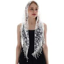 三角蕾丝头纱薄纱围巾遮盖教堂头纱，适合集体婚礼伴娘，适用于中东、沙特阿拉伯夏季生日礼物海滩返校学校用品房间装饰 - 彩色 - 查看 14