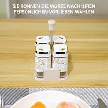 SAEIV 4-Piece Spice Jar Set, Square Spice Jar With 360° Rotating Lid, Striped Spice Jar Set With Non-Slip Base, Kitchen Storage And Organization, Spice Organizer (Black/White) - 4 Platinum Stripe Set - View 5