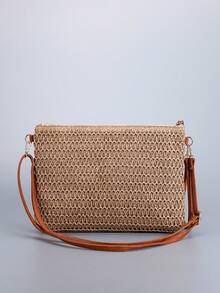 Summer Travel Must Have A Large-Capacity Straw-Woven Crossbody Bag, Ladies' Fashionable And Exquisite Sequined Embroidered Flower Clutch Bag, And The Bag Type Is Preferred, Which Is Suitable For Holidays, Parties, Beaches, Beaches, Gifts, Weddings, Colleges, Shopping, Dating, Holidays And Daily Life. (Pattern Position Clipping Is Random) - Multicolor - View 5