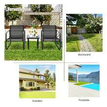 3 Pieces Patio Bistro Furniture Set With Glass Top Table Garden Deck Black - Multicolor - View 8