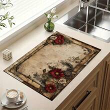 1pc Coffee Machine And Kitchenware Drying Mat - Diatomite Printed Drainage Mat, New Absorbent Kitchen Counter Drying Pad, Kitchenware Drying Pad - Dish Drying Mat, Soft Diatomite Non-Slip Quick Dry Mat, Applicable For Kitchen Counter, Suitable For Coffee Makers And Espresso Machines