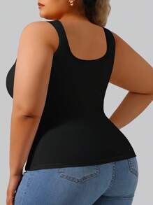 Conjunto de 3 camisolas sin espalda con cuello en U profundo y acolchado para mujer de talla grande, tops de tanque ajustados de unicolor para usar por dentro o por fuera
