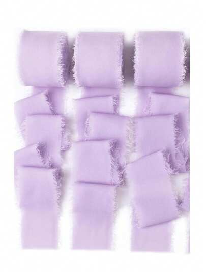 1/2/3 Rolls Handmade Ombre Purple Chiffon Ribbon With Tassels, 1.5 Inch X 16.4 Feet, Frayed Edges, Suitable For Wedding Invitations, Bridal Bouquets, Gift Wrapping, Crafts, Holiday Decorations, Valentine's Day Party Supplies, Floral Bouquet Wrapping, Romantic Purple, Wedding Supplies, Wedding Decorations, Crafts, Handmade Decorations