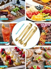 1/4/6/12 Pieces Stainless Steel Tongs Small Serving Tongs For Sugar Cubes, Ice Cubes, Mini Fruits, Candies, Suitable For Kitchen, Restaurant, Cafe, Afternoon Tea, Dessert, Party, Birthday Decoration, For Outdoor, Camping