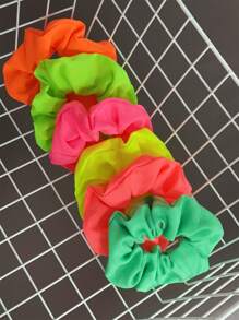 4/6 piezas Scrunchies fluorescentes de colores Y2K, accesorios elegantes para el cabello para mujeres, adecuados para vestidos, vacaciones en la playa, atuendos diarios y peinados, Casual