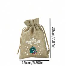 10pcs Linen Gift Bags, Christmas Gift Bags, Holiday Present Bags, Accessory & Snack Storage Bags, Gift Wrapping Bags