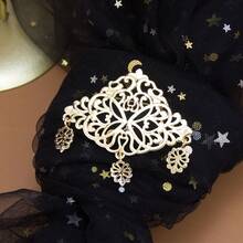 1 pezzo Elegante spilla araba del Sahara per donne mature, fermaglio per sciarpa/foulard, design floreale in metallo traforato, gioiello algerino marocchino per matrimoni e feste