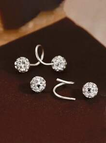 1 pieza Nail para ombligo con forma de S, de plata de ley 925 con diamantes y bolas brillantes, ideal para uso diario, vestidos diarios de niñas, el mejor regalo para novias, madres y hermanas