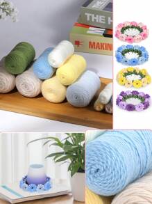 1 Conjunto Kit de Crochê para Iniciantes - 4 Peças Kit de Crochê de Porta-Copos e Vaso de Flores, Kit Iniciante de Crochê de Porta-Copos com Fios de Crochê, Ganchos, Tutoriais em Vídeo Fáceis para Crochê para Escritório, Mesa de Café, Decoração do Lar