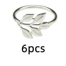 Wholesale Wedding Table Decorations: 100pcs/48pcs/20pcs/12pcs/6pcs/1pc Gold And Silver Leaf Napkin Rings - Multicolor - View 11