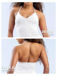 Yefecy New Impact Sports Yoga Vest Women's Fitness Yoga Top Gym Clothes Workout Backless Scrunch Built-In Bra With Cups Tops
