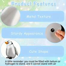 5pcs Cute Penguin Walking Helium Balloons With Ribbons, Suitable For Pet Party, Theme Party, Birthday Party, Outdoor Decoration, Zoo Events