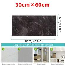 10 Pack Self-Adhesive Marble Tiles Sticker Stick On Wall Floor Kitchen Bathroom - Dark Grey - View 6