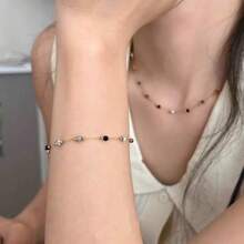 1 Set de Collar, Pulsera y Tobillera de Acero Inoxidable con Cuentas de Estilo Bohemio Minimalista y Colorido, apto para Uso Diario o Vacaciones en la Playa, también un Gran Regalo para el Día de la Madre