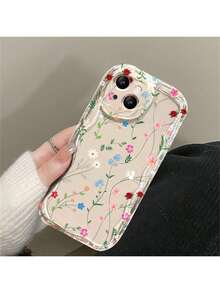 Funda para phone con estampado floral veraniego, transparente, ondulada y resistente a caídas. Compatible con phone 16, 15, 14, 13, 12, 11 Pro Max y XS (1 unidad). - Multicolor 4 - Ver 4