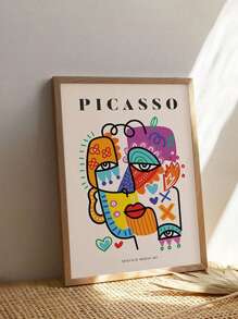 1PC Picasso Exhibition Wall Art Print, Neutral Beige Abstract Vintage Minimalist Gift Idea, Famous Artist Print,Gallery Wall Home Decor, Fashionable Wall Decor For Living Room, Bedroom, Dorm, Apartment, Dining Room, Kitchen And Other Modern Home Decor, Unframed