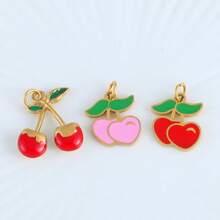 1 件不锈钢水果形项链吊坠饰物 - 樱桃、香蕉、西瓜、糖果、蝴蝶结 - 彩色 - 查看 1