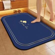 1 PC Non-Slip Bathroom Mat, Floral Design, Quick Drying Soft Diatomaceous Earth Carpet For RV And Outdoor Use, Ideal Home Decor Gift For Camping Enthusiasts, Multi-Functional Indoor/Outdoor Doormat For Showers And Bathtubs, Bathroom Rugs