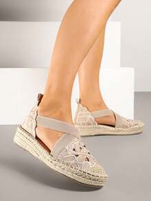 Vices Openwork Wedge Sandals, Versatile & Practical - Khaki - View 2