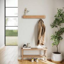 Wall-Mounted Coat Rack 'Toke' | Modern Design Coat Rack With Hidden Wall Hooks | Solid Wood Veneer Panel Coat Hanger | Oak - Oak - View 4