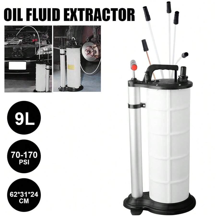 9L Oil Fluid Extractor Changer For Car Fluids Vacuum Evacuation Manual Pump Engine Oil Brake Fluid Extractor Removal Transfer Vacuum Suction Hand Pump - White - View 1