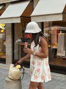 Robes droites décontractées d'été pour femmes avec imprimé floral, col rond et sans manches, style pop-up, confortables pour les vacances