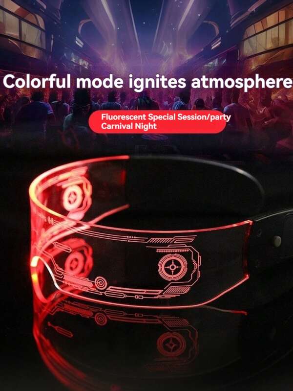 LED Glowing Glasses - Cyberpunk Future Style, 12 Modes With Hexagonal Lenses, Glow In The Dark Party Safety Gogg For Cosplay, Halloween, Dance Performances And Festive Events, Sci-Fi Look | Plastic Frame