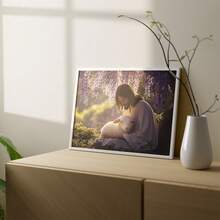 1 Pc Canvas Painting,Painting, Person, Lamb, Wisteria, Indoor, Wall - Hanging, Natural Scenery,Wood Framed Painting (1) Thickness 2.5 Cm/ 1 Inch-Home Decoration For All Occasions,Ideal New Year, Valentine's Day,Thanksgiving,Easter,Christmas Gift,Room Decoration Aesthetic,Wall Decoration Art,Perfect Gift,Autumn And Winter Wall Decoration,Living Room Decoration, Bedroom Decoration, Kitchen Decoration, Entry Decoration, Bathroom Decoration, Direct Wall Painting, High Quality Wall Painting Poster,Modern Home Decoration Stretched And Framed Ready To Hang